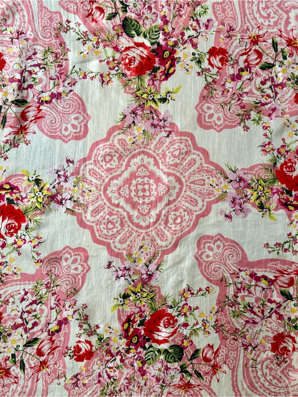 Johnny Was 100% Silk Floral Paisley Tassel Scarf - Picture 2 of 7